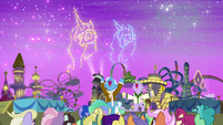 Princess-shaped fireworks in the sky S9E13