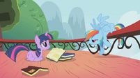 Rainbow Dash bent over rail S1E04