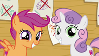 Scootaloo and Sweetie Belle are smiling S6E4