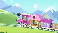 The Friendship Express on its way to the Crystal Empire.