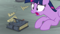 Twilight shocked at Star Swirl's destroyed journal S7E26