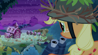 Applejack staking out Sweet Apple Acres S9E10