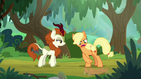 Applejack throws her hat on the ground S8E23