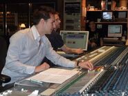 Composer Daniel Ingram using the sound equipment