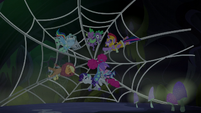 Main cast stuck in a spider web S5E21
