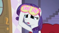 Rarity trying to see the cause of this disaster.