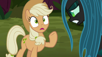 Fake Applejack mentions a bugbear S8E13