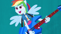 Rainbow Dash on blue Better Than Ever backdrop EG2