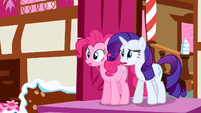 Rarity and Pinkie Pie see that some havoc is going to happen.