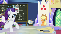 Rarity looks to Fluttershy and Spike S9E4