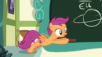 Scootaloo grabbing chalkboard erasers S9E12