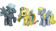 Thunderlane, Derpy and rainbowfied Fluttershy toys