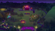 Wide nighttime view of Starswirled festival EGSBP