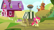 Apple Bloom pulling pie cart S4E17