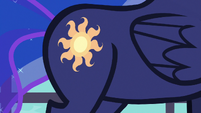 Celestia's cutie mark appears on Luna's flank S7E10