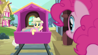 Fluttershy waving at her friends S4E11
