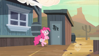Pinkie Pie waiting at the outhouse S2E14