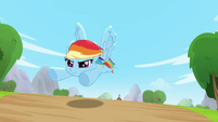 Rainbow Dash flying down the road MLPRR