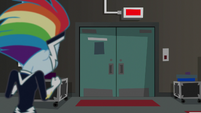 Rainbow Dash outside the storage room door EGS2