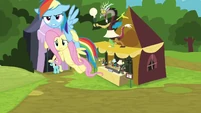 Fluttershy's transportation is endorsed by Rainbow Airlines.