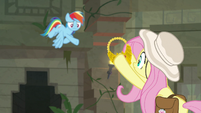 Rainbow tosses Truth Talisman to Fluttershy S9E21