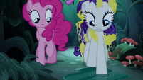 Rarity steps in a water puddle S7E19