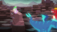 Spike waves at a blue dragon; Garble walks into frame S6E5