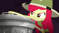 Apple Bloom grabbing a trash can lid SS11