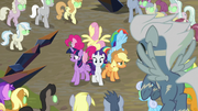 Mane Six surrounded by Sombrafied ponies S9E2