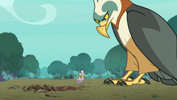Spike and Zecora approach a giant roc S8E11.png