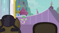 Spike watches Manehattan and Whinnyapolis delegates leave S5E10