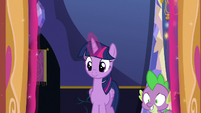 Twilight and Spike answer the castle door S6E15