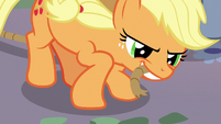 Applejack picks up pulley rope with her teeth S7E9