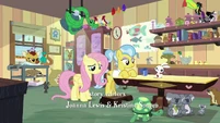 Fluttershy and Dr. Fauna in animal-crowded clinic S7E5
