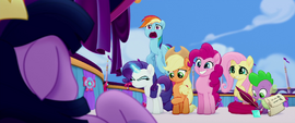 Main five in varying states of awkwardness MLPTM