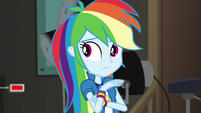 Rainbow Dash hears the nervous P.A. EGS2