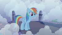 Rainbow Dash listens to The Shadowbolts complimenting her S1E02