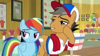 Rainbow and Quibble look over at Clear Sky S9E6