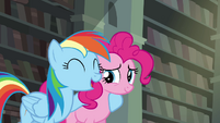 Rainbow with hoof around Pinkie S4E25