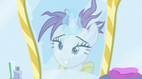 Rarity's reflection with a ruined mane S7E19