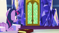 Twilight expecting Pinkie to come through the doors S7E11