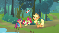 Apple Bloom showing the bug spray S3E6