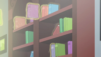 Books put into bookshelves S5E26