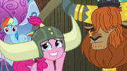 Pinkie Pie admiring her honorary yak horns S7E11