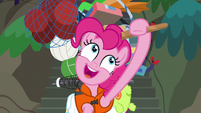 Pinkie Pie pulling a stick out of her mane S6E22