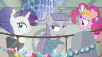 Pinkie frustrated; Rarity rolls her eyes S6E3