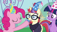 Pinkie sticks a party horn in Moon Dancer's mouth S5E12