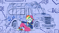 Rainbow Dash sitting in front of Twilight's blueprints SS13