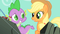 Spike embarrassed for accidentally trying to kiss Applejack S1E19