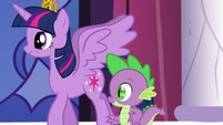 Twilight Sparkle approaches the crowd S5E10